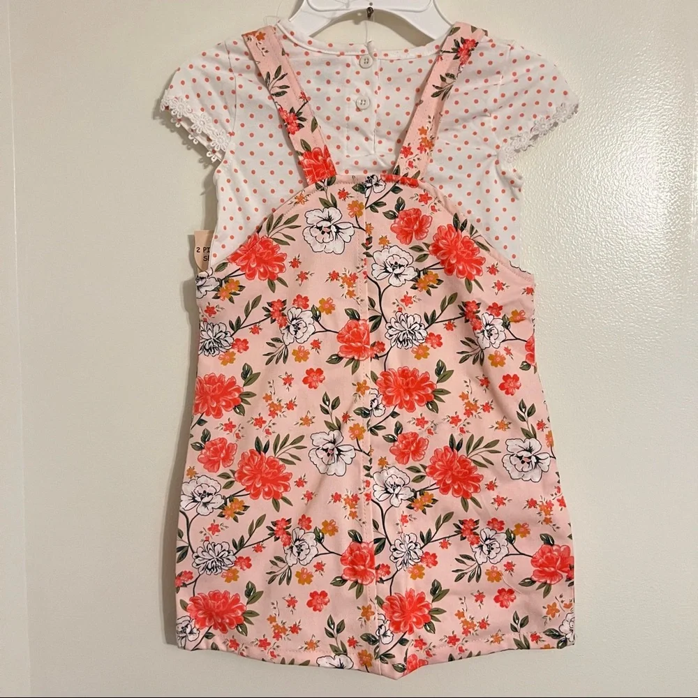 Little Lass Floral Jumper Dress W/ Polka Dot Top Size 5 New with tags - Picture 4 of 6